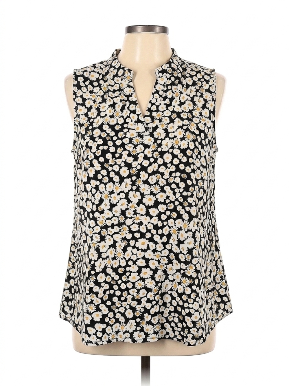 NEW HONEYME daisy sleeveless gabby top in black/white